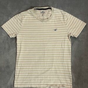 Hollister Men's Cream Striped Tee